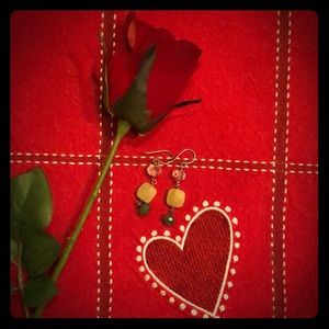 Silpada Green Stone & Crystal Earrings